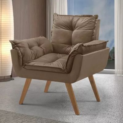 Poltrona Opalla Veludo Marrom D65 House Deccor