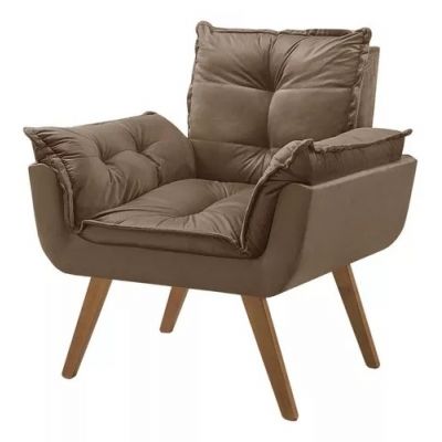 Poltrona Opalla Veludo Marrom D65 House Deccor