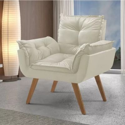 Poltrona Opalla Veludo Bege D68 House Deccor