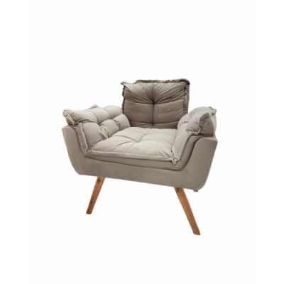 Poltrona Opalla Veludo Bege D68 House Deccor