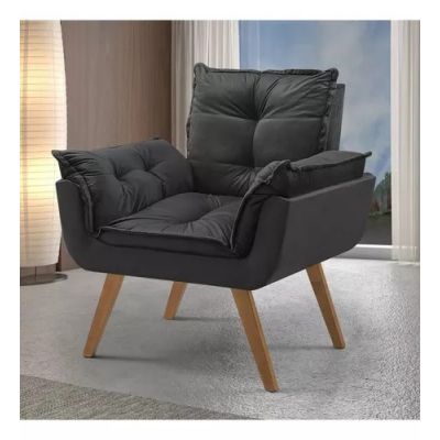 Poltrona Opalla Veludo Preto House Deccor
