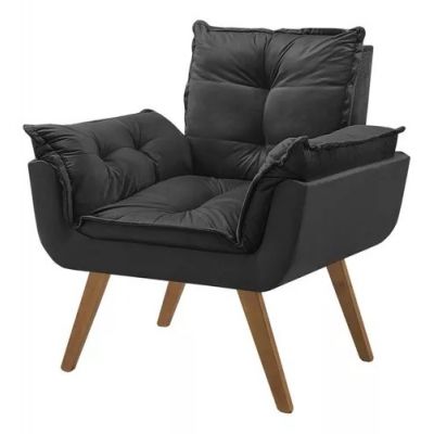 Poltrona Opalla Veludo Preto House Deccor
