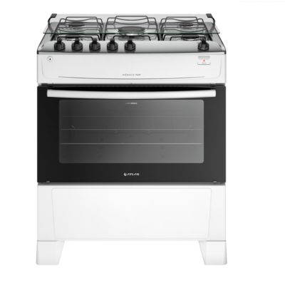 Fogão 5 Bocas Atlas Mônaco Automático Branco Mesa de Inox