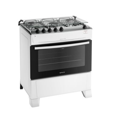 Fogão 5 Bocas Atlas Mônaco Automático Branco Mesa de Inox