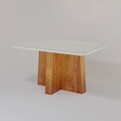 Mesa Space 120X80 MDF Vidro Naturale/Off White Bom Pastor