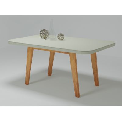 Mesa Firenze 160x80 MDF Vidro Naturale/Off White Bom Pastor