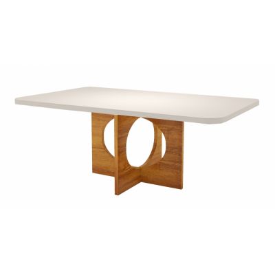Mesa King 180X90 MDF Vidro Naturale/Off White Bom Pastor