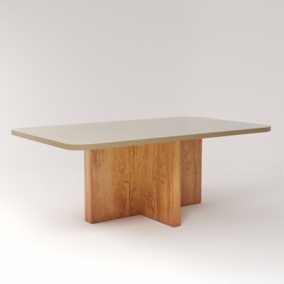 Mesa Parma Premium 180X90 MDF Vidro Naturale/Perola Bom Pastor