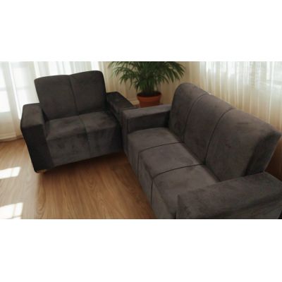 Sofá 2 e 3 lugares Marrocos Veludo Marrom 811 L&A Estofados 