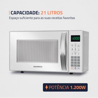 Forno Micro-Ondas Mondial 21L 1.200W MO-01-21-W Branco 220 VOLTS