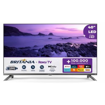 Smart TV 40" Full HD Britânia BTV40M9GR2CGB LED Roku TV Dolby Audio