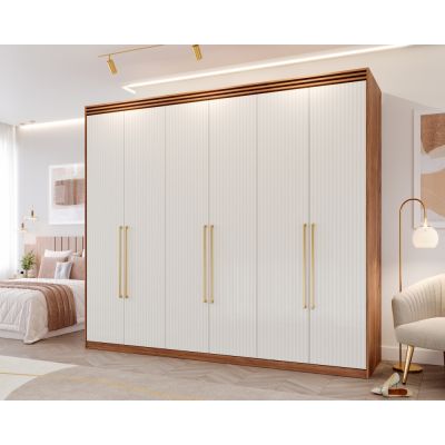 Guarda Roupa Aurora 6 portas de abrir MDF Cinamomo/Grafiato Panan