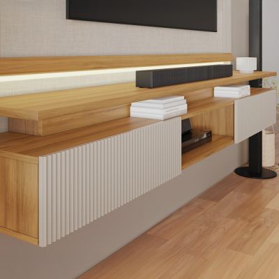 Painel NT1370 2,10m para TV de 75" Freijó/Off White Notável