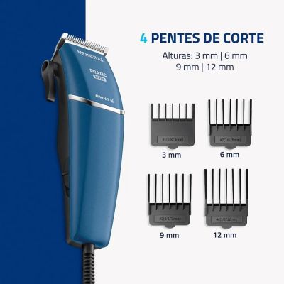Máquina de Cortar Cabelo Mondial Pratic Style CR-10 Azul/Preto 9W 110V