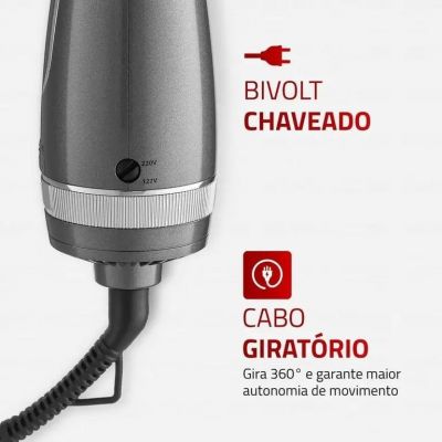 Escova Secadora Space Shine Mondial Grafite 1300W Bivolt - ES-20