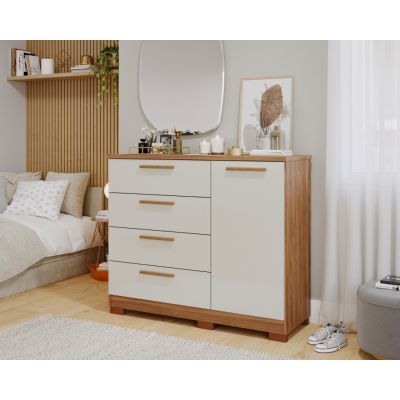 Cômoda Malu 4 Gavetas 2 Portas Cinamomo/Off White Panan