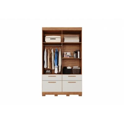 Guarda Roupas Porto 1,28m 5 Portas 3 Gavetas Cinamomo/Off White Panan