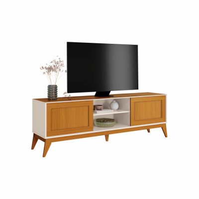 Rack King 1.80m p/ TV até 65" Cedro/Off White EDN Móveis