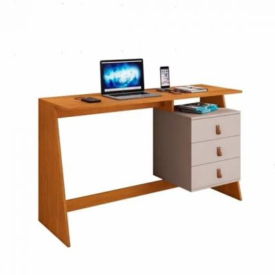 Mesa de Computador Escrivaninha Gaby 1,21m Cinamomo/Off White JCM Móveis 