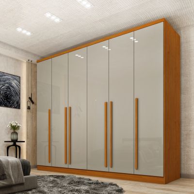 Guarda Roupas Sevila 2.70m 6 portas Cinamomo/Off White Tcil