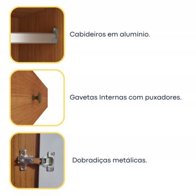 Guarda Roupas Sevila 2.70m 6 portas Cinamomo/Off White Tcil