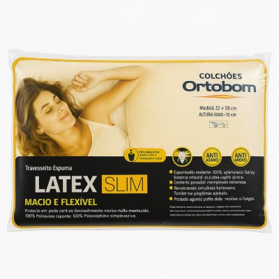 Travesseiro Ortobom Espuma Latex Slim 38X58x11 Antialérgico