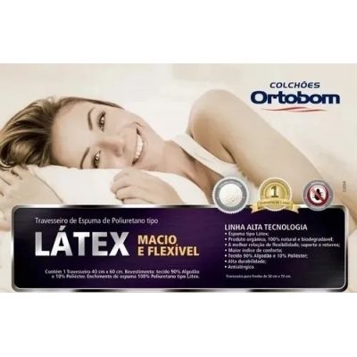 Travesseiro Ortobom Espuma Latex 40X60x14 Antialérgico