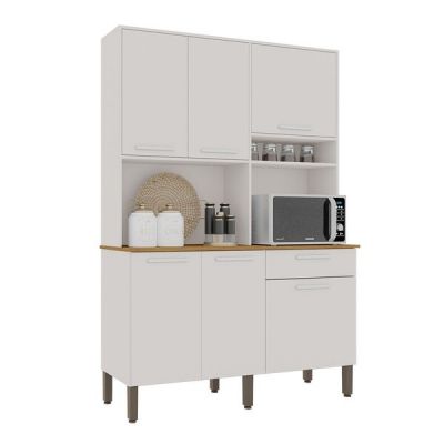 Armário Madeira Kit New Siena 1,40m Branco Salleto