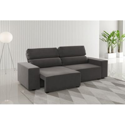 Sofá 3 lugares Retrátil e Reclinável Click 2.00m Veludo Grafite Viero Móveis