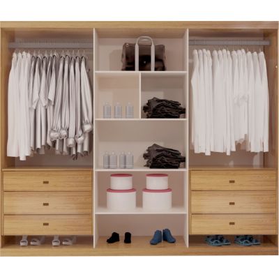 Guarda Roupas Vellar 2.17m 6 portas liso c/ espelho Naturale/Off White Bom Pastor