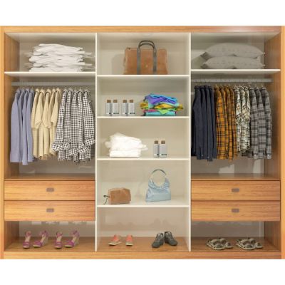Guarda Roupas Milla 2.45m 3 portas c/ espelho Naturale/Off White Bom Pastor 