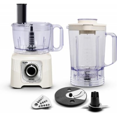 Multiprocessador Arno Multichef 700W MP62, com 16 Funções, Marfim, 4 Acessórios, 2 Velocidades, Liqu