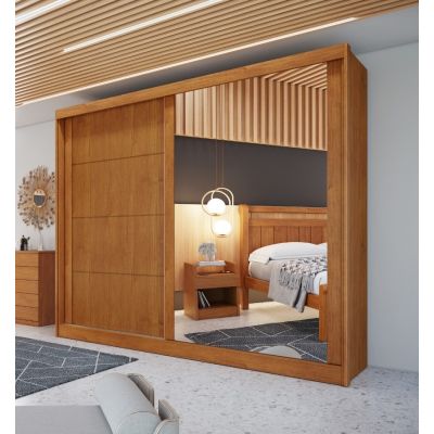 Guarda Roupas Viena 2.03m 2 portas c/ espelho Nature Bianchi