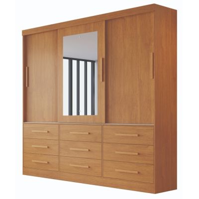 Guarda Roupas Athenas 1.80m 3 portas c/ espelho Nature Bianchi