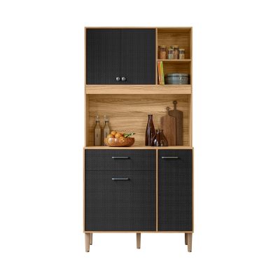 Armário Madeira Kit Erva Doce 90cm Freijó/Preto Nicioli