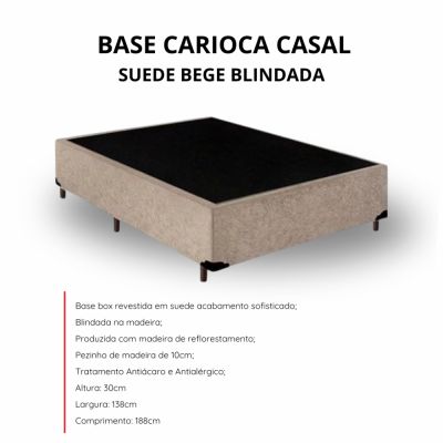 Base Box Casal Carioca Blindada 138X188X30 Suede Bege Bioflex