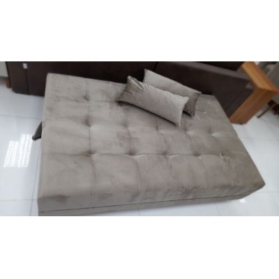 Sofá Cama Catânia Veludo Bege 01 MDP Móveis