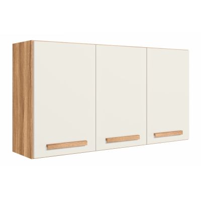 Armário Aéreo Intenza 120cm 3 portas Freijo/Off White Cristal Nicioli