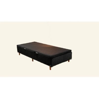 Box Baú Solteiro Carioca Blindado 88x188x30cm Suede Preto Bioflex