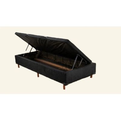 Box Baú Solteiro Carioca Blindado 88x188x30cm Suede Preto Bioflex