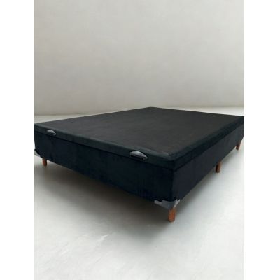 Box Baú Casal Carioca Blindado 138x188x30cm Suede Preto Bioflex