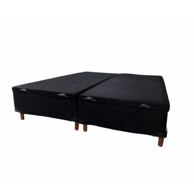 Box Baú Queen Bipartido Carioca Blindado 158x198x30 Suede Preto Bioflex