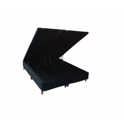 Box Baú Queen Bipartido Carioca Blindado 158x198x30 Suede Preto Bioflex