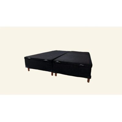 Box Baú King Bipartido Carioca Blindado 193x203x30 Suede Preto Bioflex