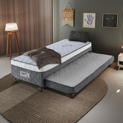 Colchobox Solteiro c/ cama Auxiliar Vitta D28 088x188x60 Cinza América Colchões