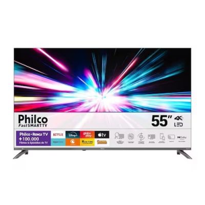 Smart TV 55” Philco 4K Dled UHD Roku Wi-fi Dolby Audio HDMI Bivolt 