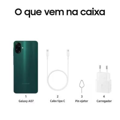 Smartphone Samsung Galaxy A07 Verde 128/4gb Tela 6.7" Câmera Dupla 50mp 5000 mAh Bateria