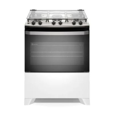 Fogão 5 Bocas Electrolux PerfectCook Acend. Automático Branco com Mesa Inox Bivolt 