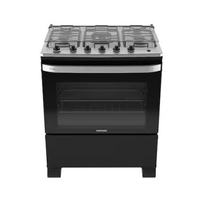 Fogão 5 Bocas Itatiaia Itachef Acend. Automático Mesa de Inox Preto Fosco Bivolt