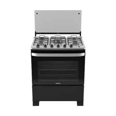 Fogão 5 Bocas Itatiaia Itachef Acend. Automático Mesa de Inox Preto Fosco Bivolt